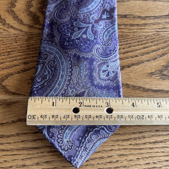 Ike Behar New York Men’s Designer Necktie Purple Paisley Silk Made In USA 62” L - Picture 2 of 5